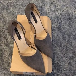 ZARA Beautiful grey d’orsay suede heels
